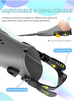 GNAFOTU Snorkel Fins Adjustable Buckles Open Heel Swim Flippers Travel Size Short Swim Fins for Snorkeling Diving Swimming Adult Men Womens  - Image 2