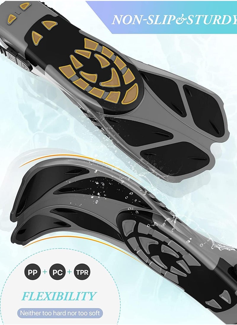 GNAFOTU Snorkel Fins Adjustable Buckles Open Heel Swim Flippers Travel Size Short Swim Fins for Snorkeling Diving Swimming Adult Men Womens  - Image 3
