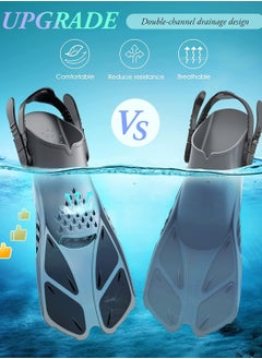 GNAFOTU Snorkel Fins Adjustable Buckles Open Heel Swim Flippers Travel Size Short Swim Fins for Snorkeling Diving Swimming Adult Men Womens  - Image 4
