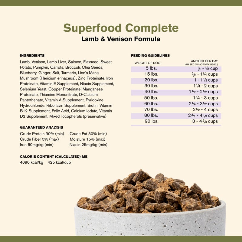 BADLANDS RANCH - Superfood Complete, Air-Dried Adult Dog Food - High Protein, Zero Fillers, Superfood Nutrition by Katherine Heigl (64 oz., Lamb & Venison) - Image 3
