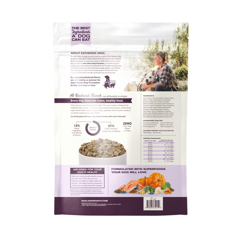BADLANDS RANCH - Superfood Complete, Air-Dried Adult Dog Food - High Protein, Zero Fillers, Superfood Nutrition by Katherine Heigl (64 oz., Lamb & Venison) - Image 2