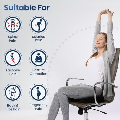 QP360 Ultimate Pro Seat Cushion & Posture Corrector Backrest Cushion Combo, Relieves Back, Coccyx Pain,Soft Memory Foam for Orthopedic Support, for Long Sitting Hours on Office/Home Chair (Black) - Image 5