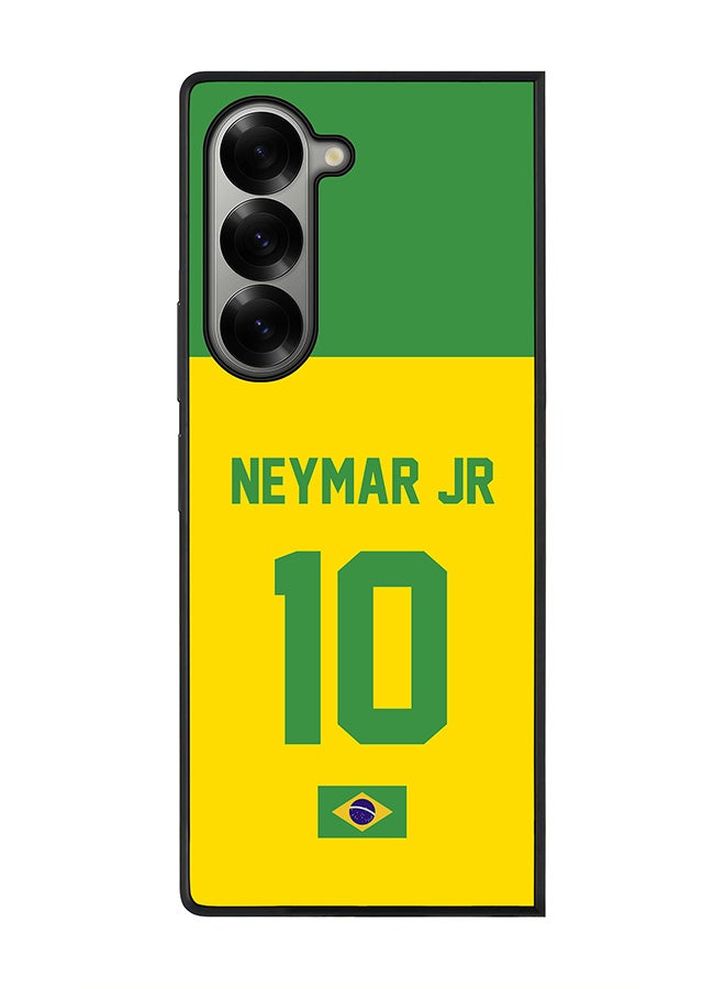 Stylizedd Rugged Black edge case for Samsung Galaxy Z Fold6, Slim fit Case Flexible TPU Gel Thin Cover - Football Team - Brazil, Player Name - Neymar Jr - Image 1