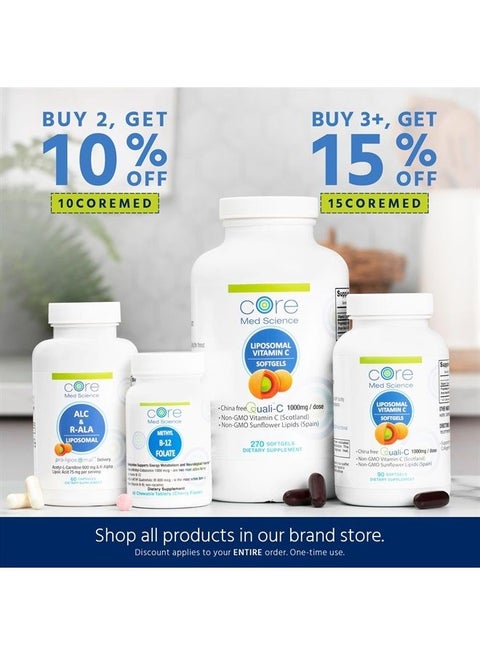 Core Med Science Liposomal Glutathione Supplement (500mg, 60 Softgels) -  Pure Reduced Setria with Phospholipid Complex - Antioxidant Supplement for  Energy, Brain Health, Skin & Liver Health | Best Price KSA