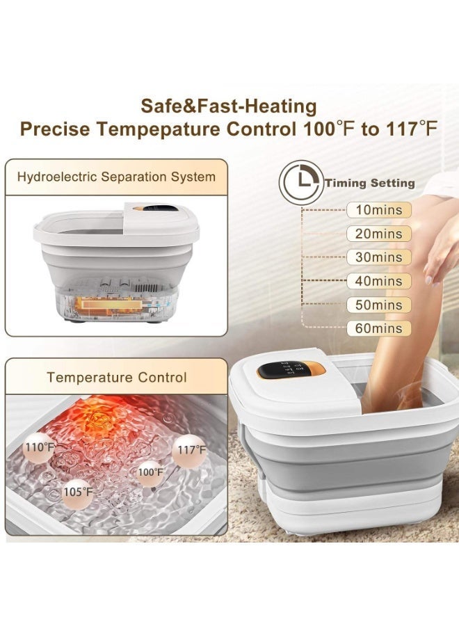 ZAMFA Collapsible Electric Foot Spa with Heat & Remote Temperature Control | Bubble Foot Bath Tub with 6 Massage Rollers, Timer & Pumice Stone | Pedicure Foot Spa Machine for Stress Relief - Image 2
