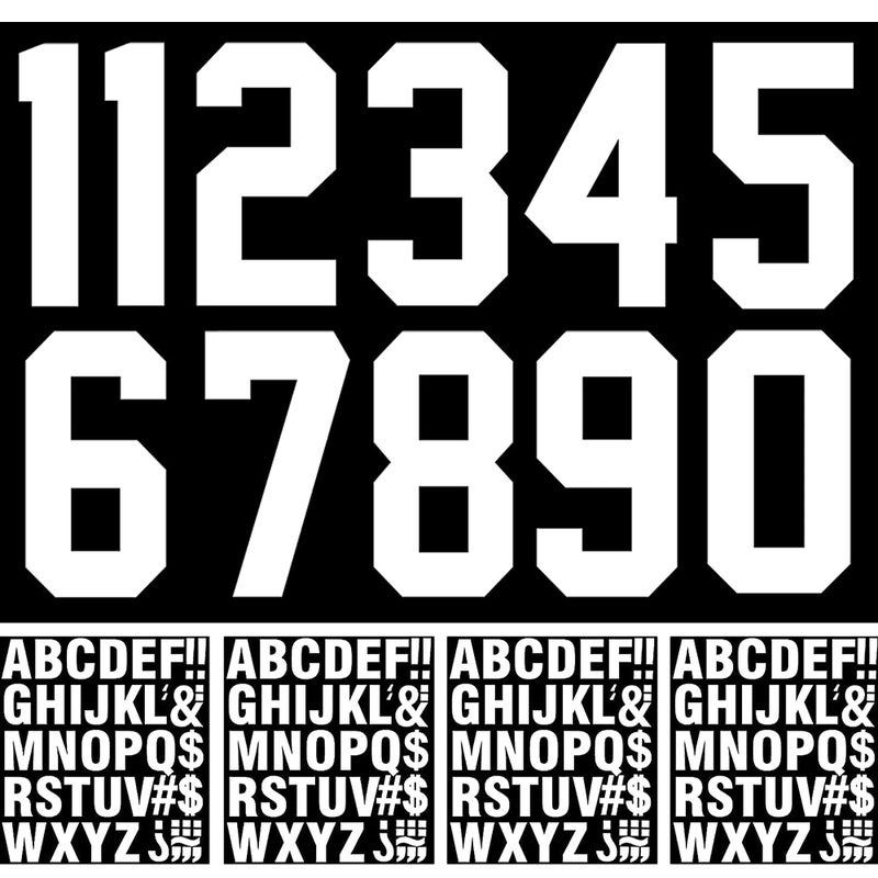 CPEI 147 Pcs Iron on Numbers  Letters 8 Inch TShirt Heat Transfer White 8 Inch Numbers 2 Inch Letters DIY Team Uniform Sports TShirt Craft Decor