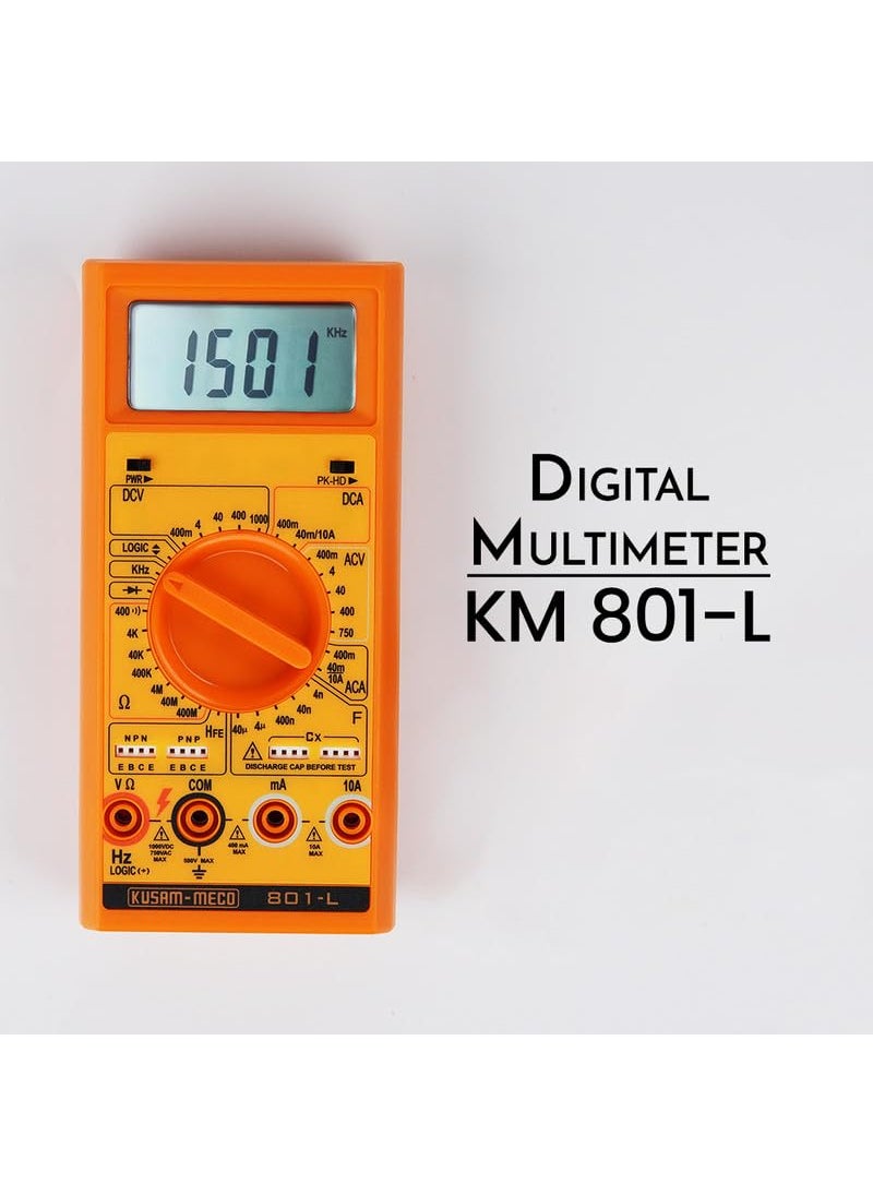 KUSAMMECO 3 DIGIT 4000 Counts Large Display Digital Multimeter KM 801L11 Functions 36 Ranges Easy To Operate 1 Year Warranty