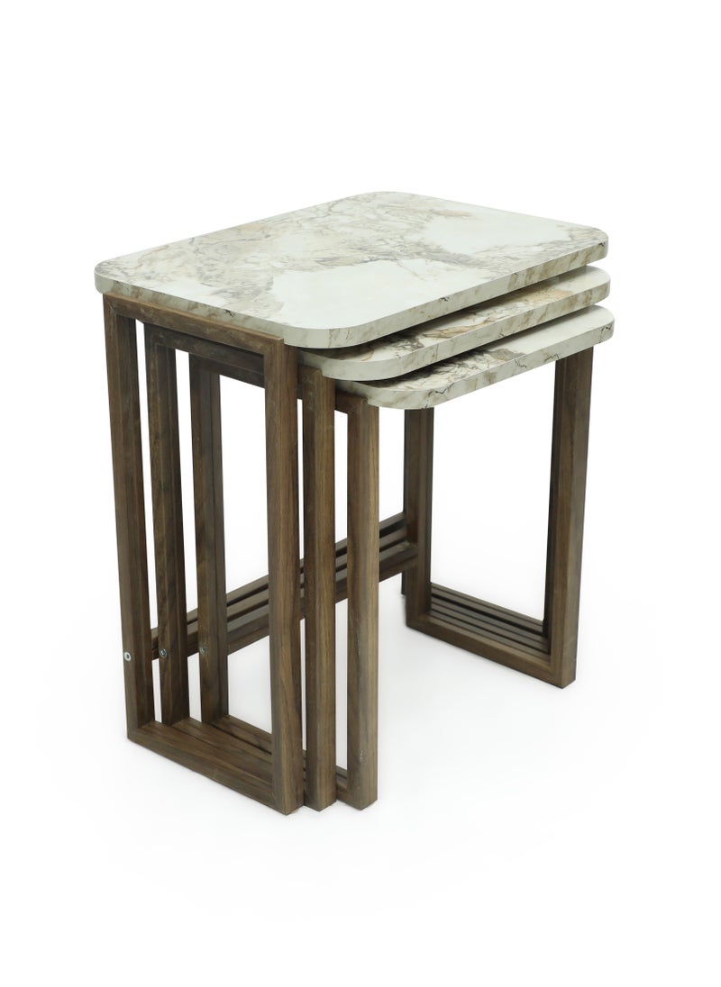 Multi Home Furniture - Modern Design 3 Nest Table MH-NT-116-WHITE - Image 1