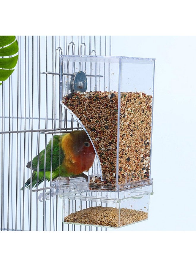 Hamiledyi No Mess Bird Cage Feeder Automatic Parrot Seed Feeders with Perch Acrylic Transparent Seed Food Container Cage Accessories for Small and Medium Parakeets Lovebirds - Image 1