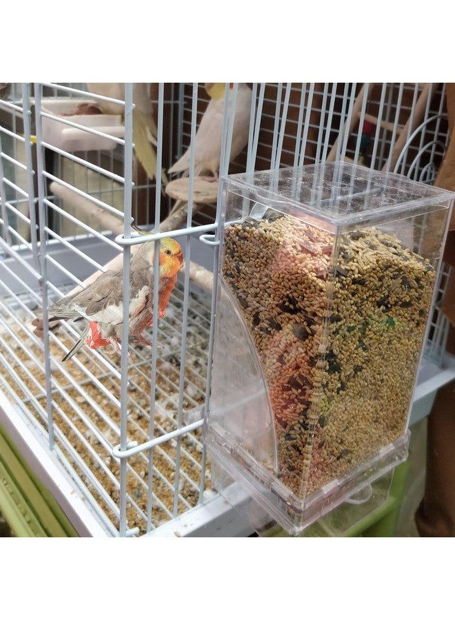 Hamiledyi No Mess Bird Cage Feeder Automatic Parrot Seed Feeders with Perch Acrylic Transparent Seed Food Container Cage Accessories for Small and Medium Parakeets Lovebirds - Image 5