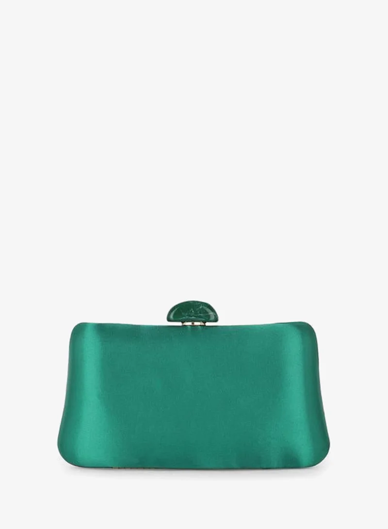 Globus Green Shiny Clutch with Detachable Chain Strap