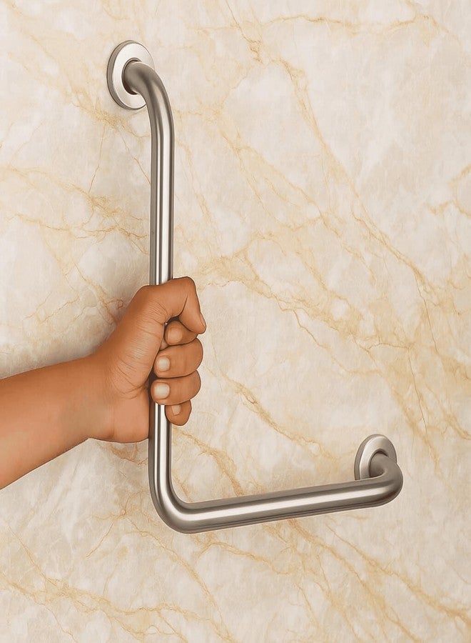 CreativeBuzz Grab Bar for Bathroom | Bathroom Handle for Senior Citizen | Handle for Bathroom Support | Bathroom Support Handle for Elder | Bathroom Handle, L-Shape 24 Inch, Pack of 1 - Image 1