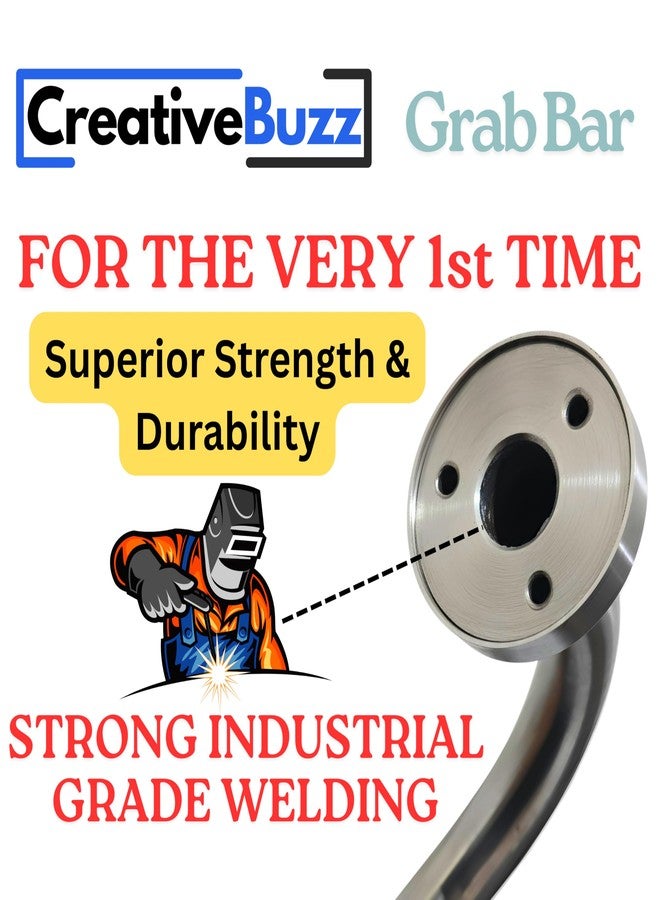 CreativeBuzz Grab Bar for Bathroom | Bathroom Handle for Senior Citizen | Handle for Bathroom Support | Bathroom Support Handle for Elder | Bathroom Handle, L-Shape 24 Inch, Pack of 1 - Image 4
