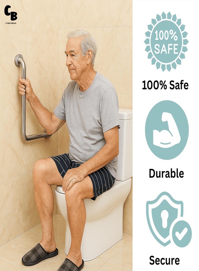 CreativeBuzz Grab Bar for Bathroom | Bathroom Handle for Senior Citizen | Handle for Bathroom Support | Bathroom Support Handle for Elder | Bathroom Handle, L-Shape 24 Inch, Pack of 1 - Image 5