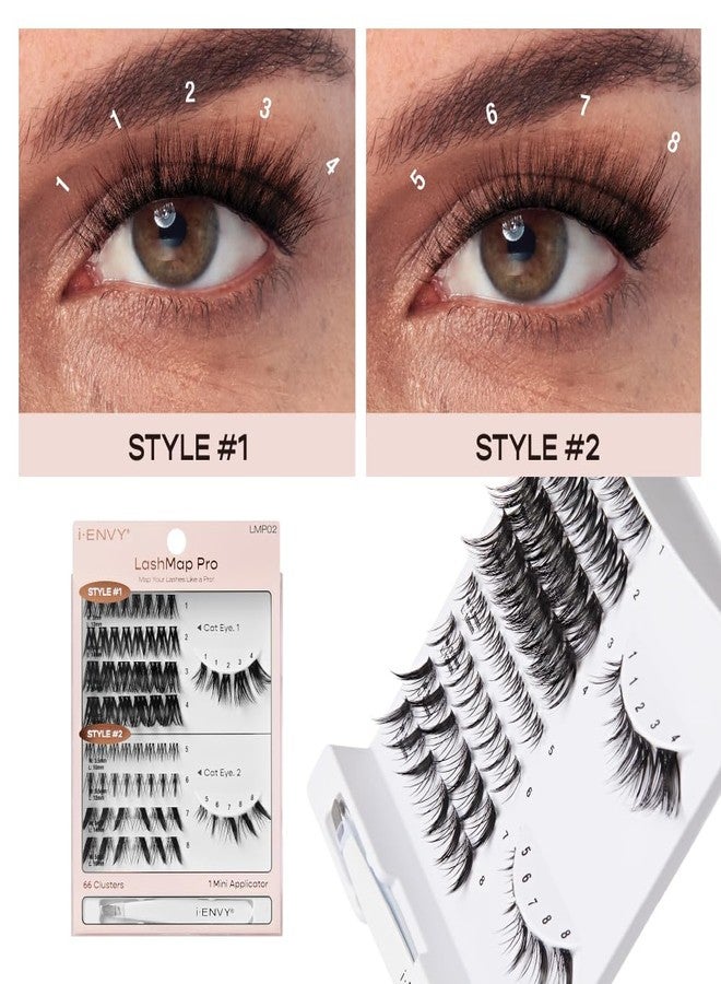 iEnvy i-ENVY LashMap Pro, Lash Cluster Kit With Mini Tweezer Applicator (Cat Eye), 12MM-16MM 66Pcs DIY Cluster Eyelash Extension in 2 Pre-Mapped Styles, Beginner Friendly Individual Wispy False Lashes - Image 5