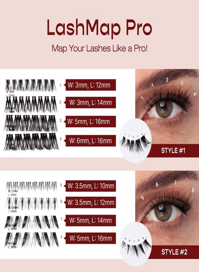 iEnvy i-ENVY LashMap Pro, Lash Cluster Kit With Mini Tweezer Applicator (Cat Eye), 12MM-16MM 66Pcs DIY Cluster Eyelash Extension in 2 Pre-Mapped Styles, Beginner Friendly Individual Wispy False Lashes - Image 4
