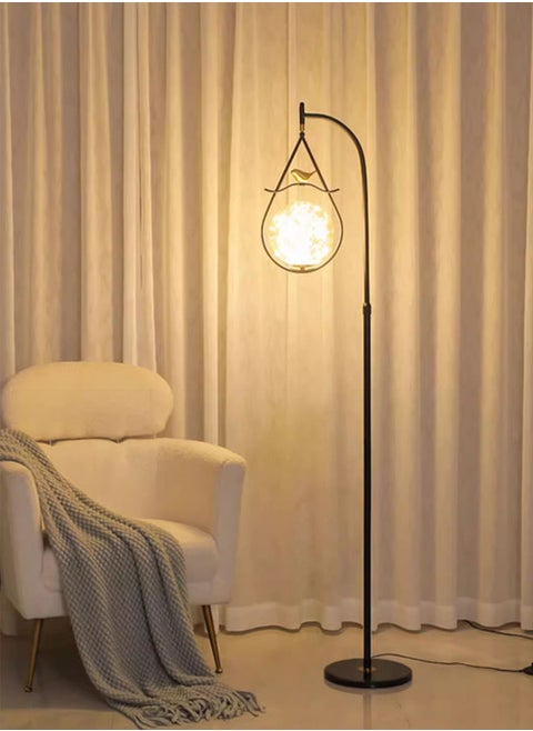Modern Bird Spherical Glass Floor Lamp Nordic Simple Creative Shape Standing Lamp For Living Room Bedroom Standing Light With Marble Base