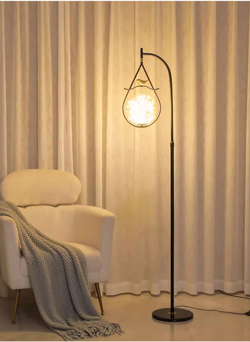 Modern Bird Spherical Glass Floor Lamp Nordic Simple Creative Shape Standing Lamp For Living Room Bedroom Standing Light With Marble Base
