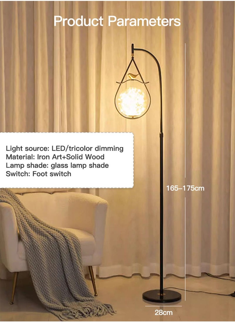 Modern Bird Spherical Glass Floor Lamp Nordic Simple Creative Shape Standing Lamp For Living Room Bedroom Standing Light With Marble Base