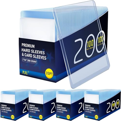PJU 1000 Hard Plastic Card Sleeves Premium Baseball Card Protectors 3x 4 Trading Cards Sleeves Sports Game Cards Holder Top Cases 500 Hard Sleeve 500 Soft Sleeve - Image 1