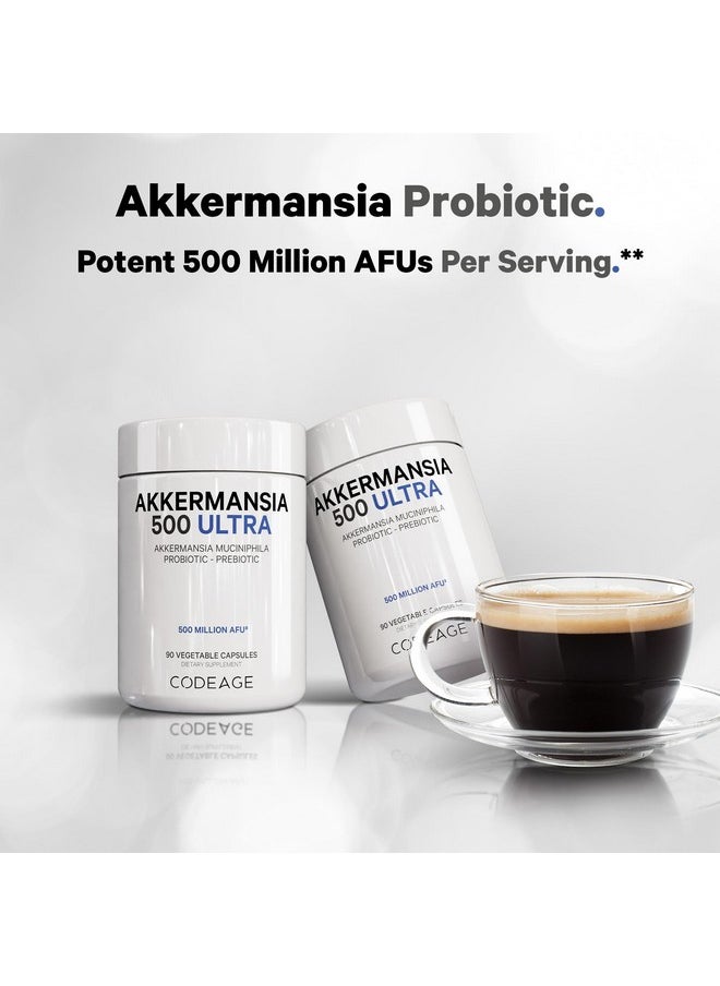 Codeage - Codeage Akkermansia Muciniphila Probiotic Ultra - High-Potency 500M AFUs Akkermansia Probiotic Supplement - Enhanced Daily Probiotic & Prebiotic, Chicory Inulin - 3-Month Supply - 90 Capsules - Image 1