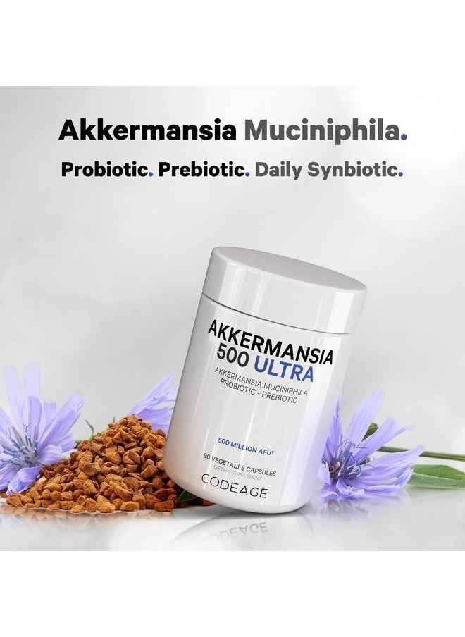 Codeage - Codeage Akkermansia Muciniphila Probiotic Ultra - High-Potency 500M AFUs Akkermansia Probiotic Supplement - Enhanced Daily Probiotic & Prebiotic, Chicory Inulin - 3-Month Supply - 90 Capsules - Image 1