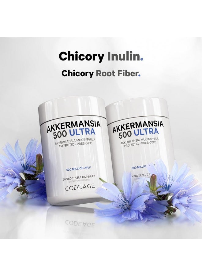 Codeage - Codeage Akkermansia Muciniphila Probiotic Ultra - High-Potency 500M AFUs Akkermansia Probiotic Supplement - Enhanced Daily Probiotic & Prebiotic, Chicory Inulin - 3-Month Supply - 90 Capsules - Image 1