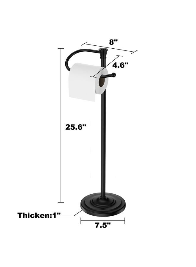 UNCONSIL Toilet Paper Holder Free Standing, 25” H Stainless Steel Black Toilet Paper Stand, Weighted Base Floor Tissue Roll Holder for Bathroom,Toilet Roll Stand - Image 4