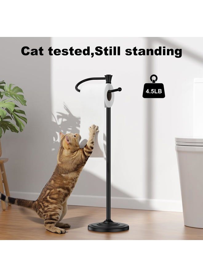 UNCONSIL Toilet Paper Holder Free Standing, 25” H Stainless Steel Black Toilet Paper Stand, Weighted Base Floor Tissue Roll Holder for Bathroom,Toilet Roll Stand - Image 2