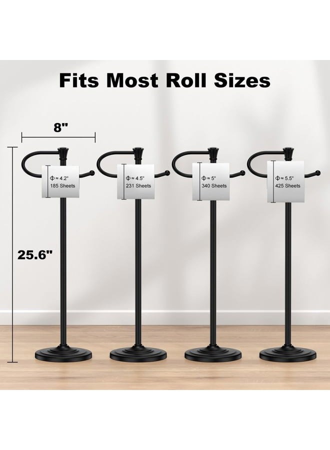 UNCONSIL Toilet Paper Holder Free Standing, 25” H Stainless Steel Black Toilet Paper Stand, Weighted Base Floor Tissue Roll Holder for Bathroom,Toilet Roll Stand - Image 5