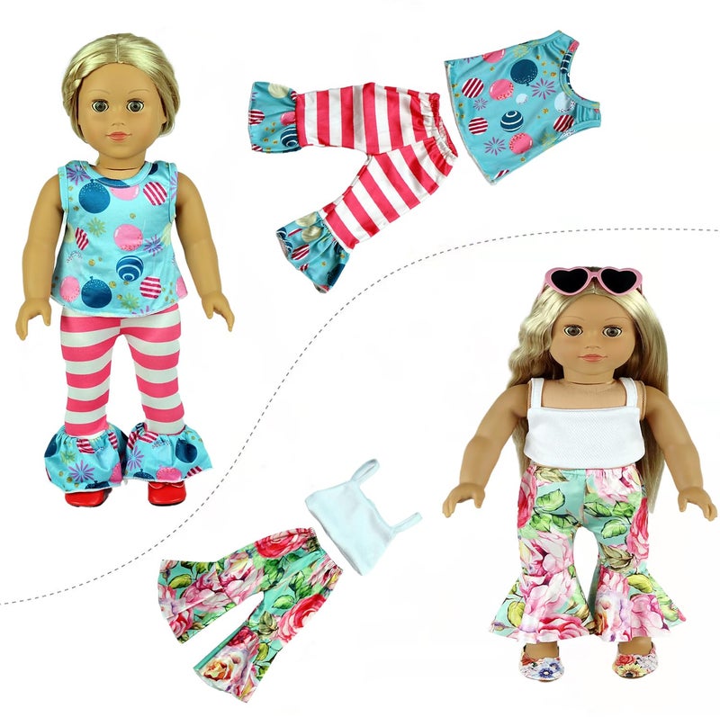 ReeRaa 20 pcs Clothing for Dolls 18 inch Doll Clothes and Accessories for American 18 inch Girl Doll Clothes Gift Including 10 Complete Sets of Clothing - Image 4