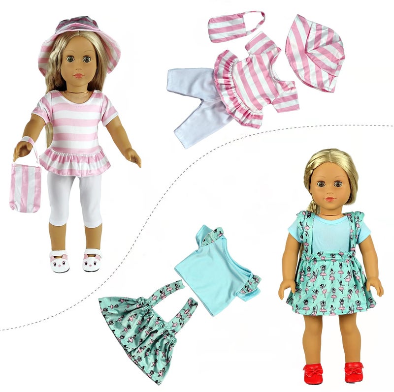 ReeRaa 20 pcs Clothing for Dolls 18 inch Doll Clothes and Accessories for American 18 inch Girl Doll Clothes Gift Including 10 Complete Sets of Clothing - Image 3
