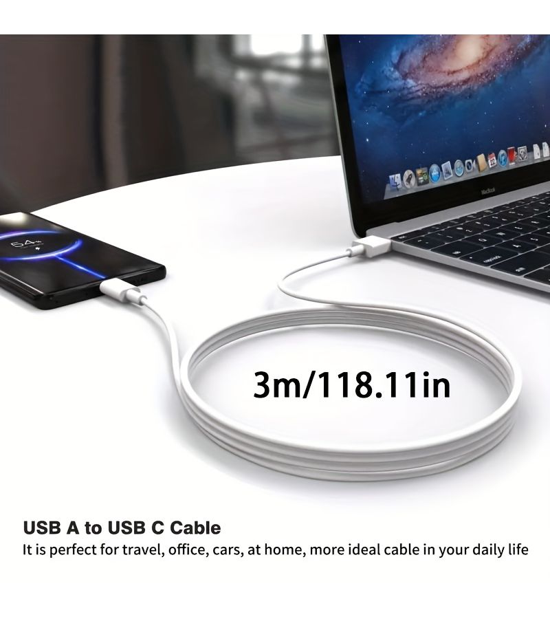 120W Super Fast Charging Data Cable USB to Type C 39.37inch Long Nylon Braided Cord for Mobile Phone Tablet Fast Flash Charging - Image 2