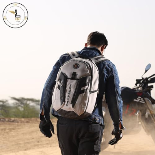 Ligo Armor 17 Inch Laptop Bag | Motorcycle Backpack Bag for Men | Riding Backpack for Men and Women (GY) - Image 5