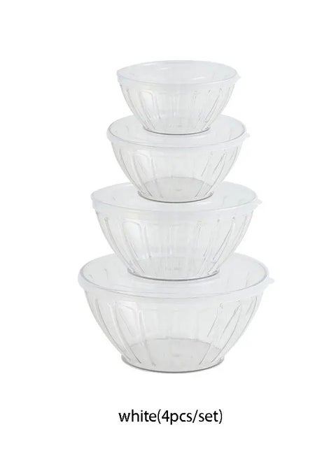 Set of 4 transparent bowls with lids For mixing, fermenting bread and preserving foods