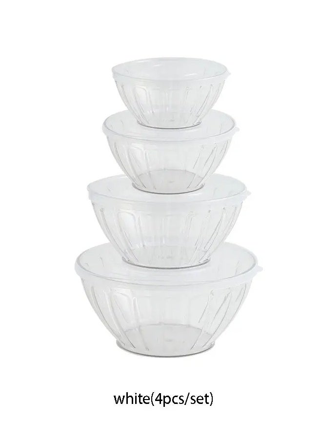 Set of 4 transparent bowls with lids For mixing, fermenting bread and preserving foods
