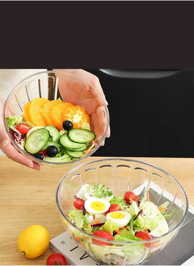 Set of 4 transparent bowls with lids For mixing, fermenting bread and preserving foods