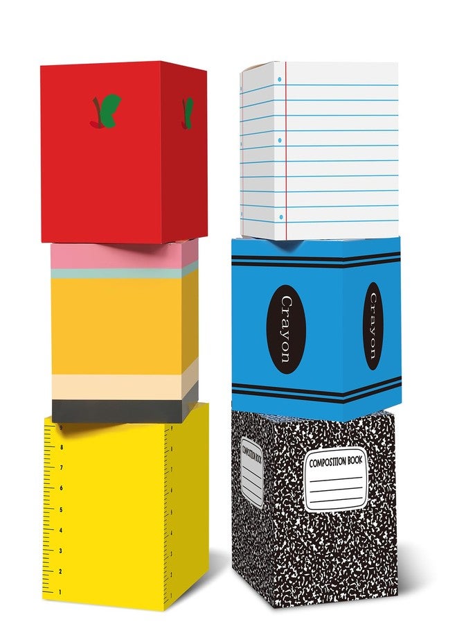Kolldenn 6 Pcs Back to School Balloon Box Decorations, Preschool Kindergarten Graduation Decoration Include Composition Notebook Pencil Crayon Theme for Classroom Party Graduation Photo Booth Props - Image 1