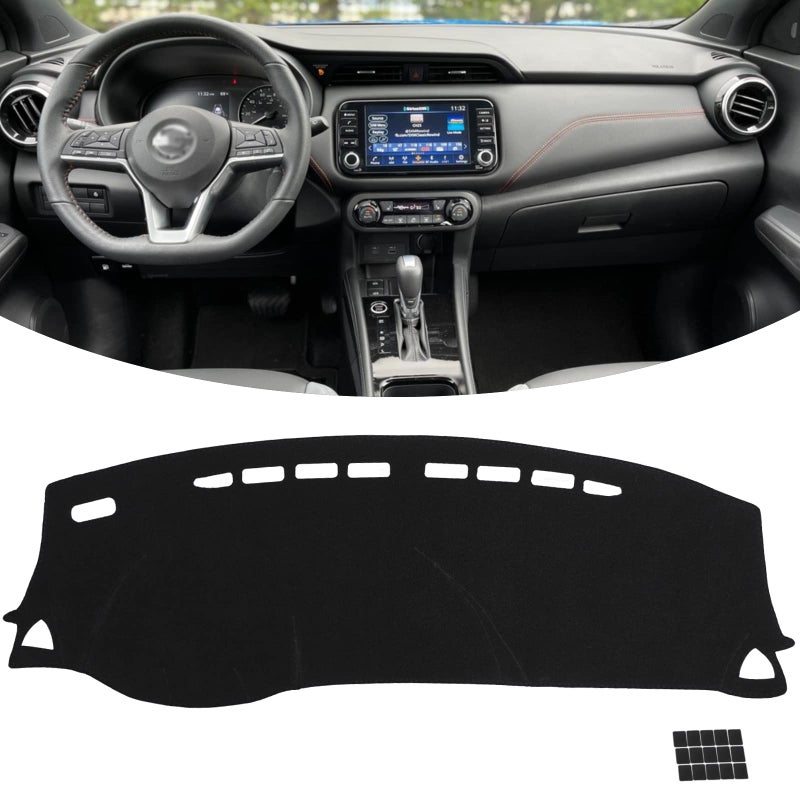 KEYOOG Dashboard Cover Dash Mat Fit for Nissan Kicks 20232017 Without HUD ModelsCar Dash Board Mat AntiGlare CarpetNonSlip Pad Sunshield Protector Black