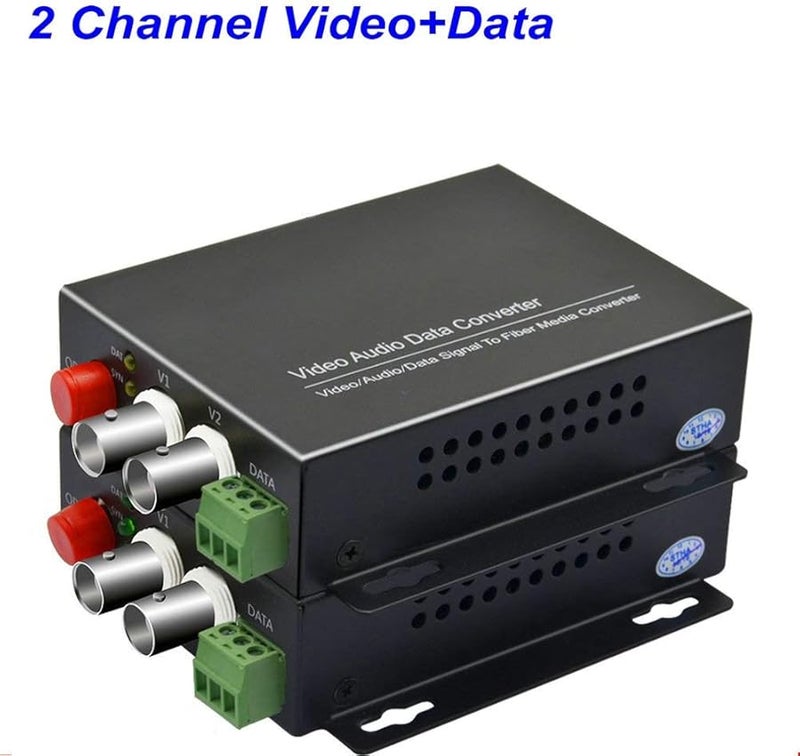 2 Video 1 Data Channel Digital Fiber Optic Media Converter Extender 20Km CCTV Security - Image 3