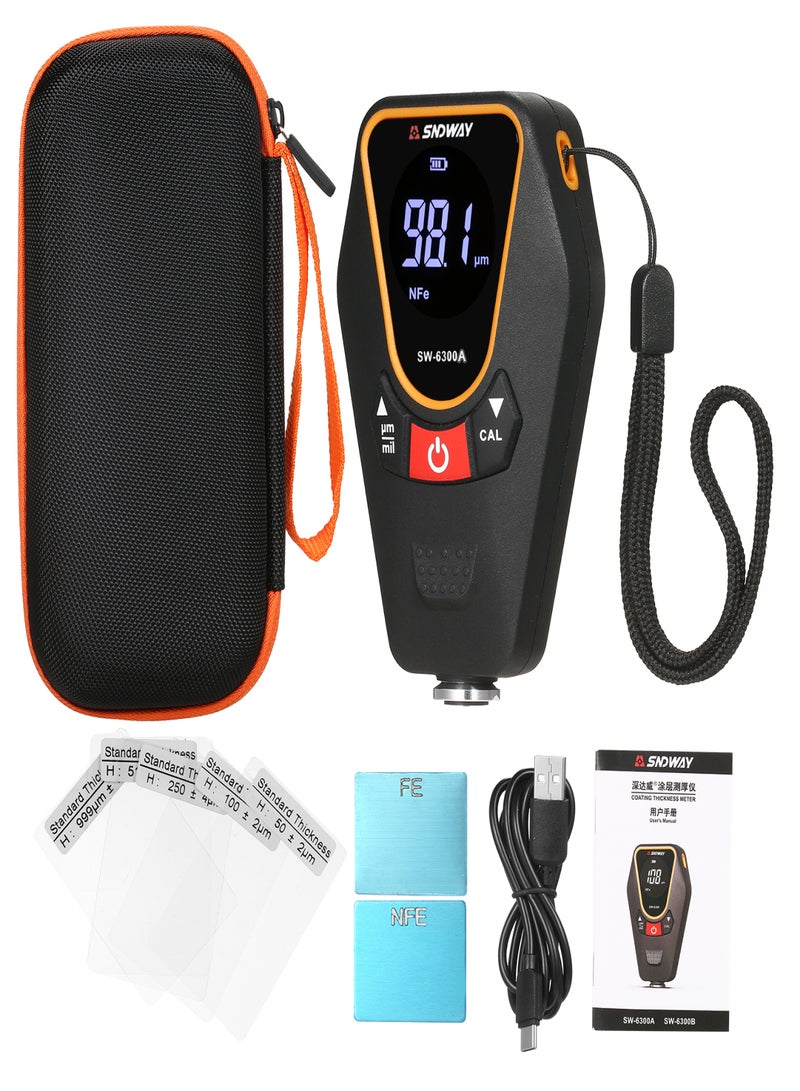 SNDWAY Paint Thickness Gauge for Cars, Coating Thickness Gauge Meter Handheld with Backlight LCD, Measuring Range 0~1200μm, Resolution 0.01μm, Fe/NFe Automatic Detection, µm/mils, Auto Off  - Image 2