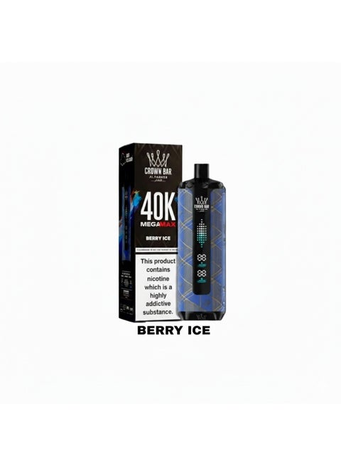 AL FAKHER Crown Bar Mega Max 40000Puff Berry Ice Disposable Vape Kit NC-6mg | Best Price KSA | Riyadh, Jeddah AL FAKHER Crown Bar Mega Max 40000Puff Berry Ice Disposable Vape Kit NC-6mg | Best Price KSA | Riyadh, Jeddah