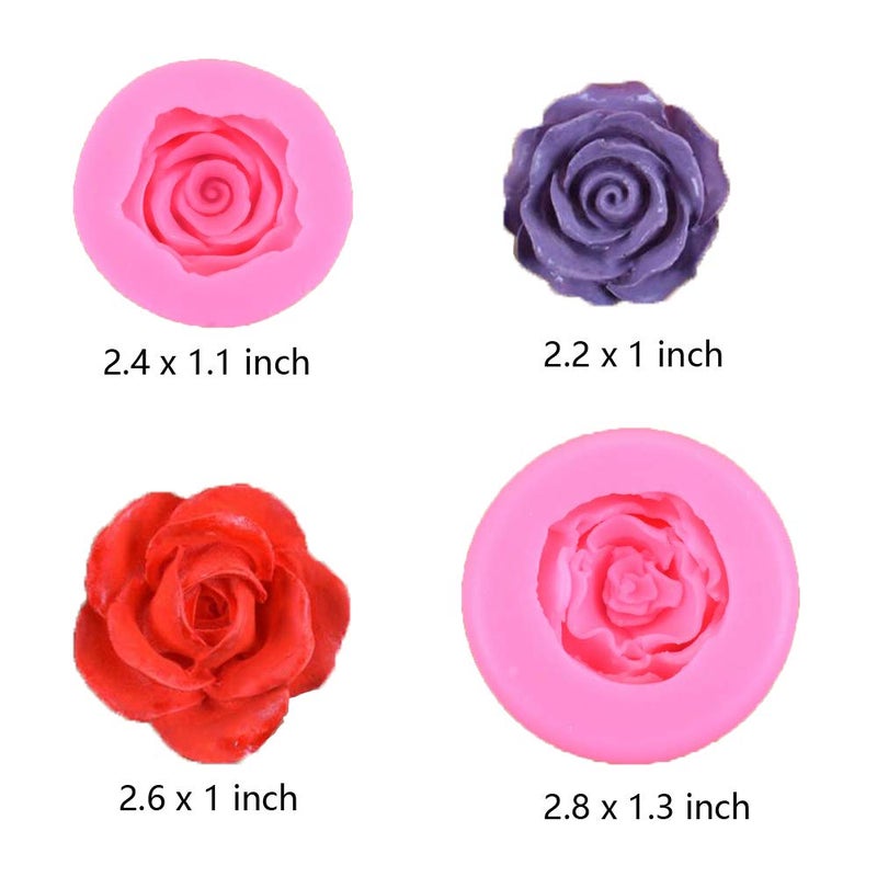 OBTANIM 2 Pcs Bloom 3D Rose Flower Fondant Silicone Molds for Chocolate Cake Soap Candy Pastry Dessert - Image 2