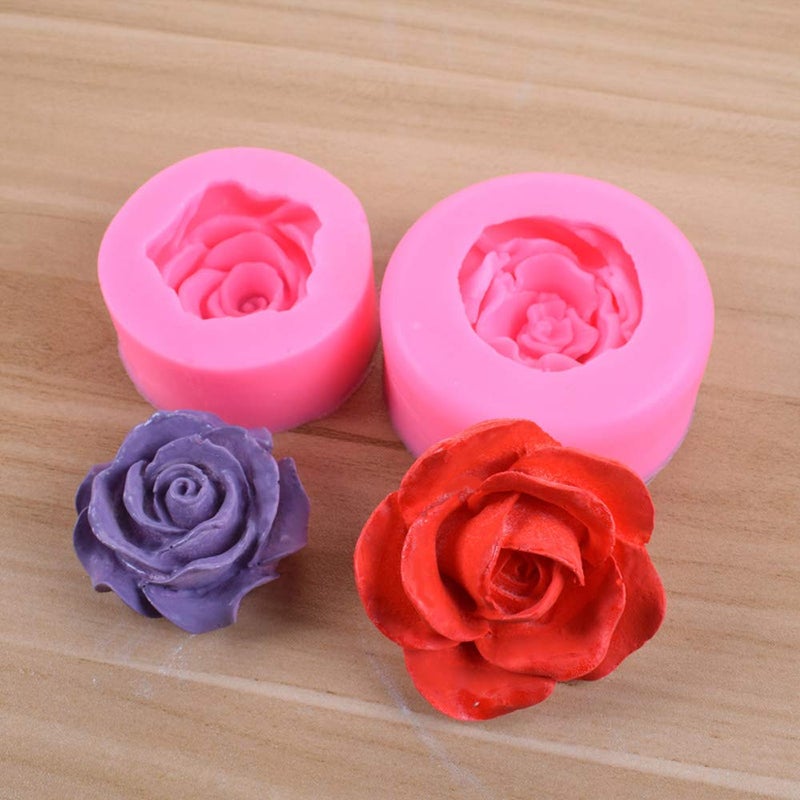OBTANIM 2 Pcs Bloom 3D Rose Flower Fondant Silicone Molds for Chocolate Cake Soap Candy Pastry Dessert - Image 3