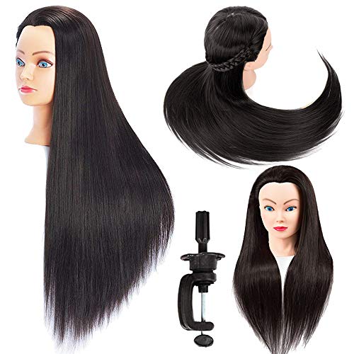 headdoll Mannequin Head Styling Mannequin Head for Hair Styling and Free Table Stand Training Head Manikin Cosmetology Doll Head with Long Fiber Hair Hairdresser Practice Head for Stylist - Image 5
