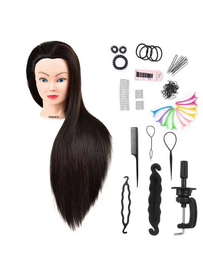 headdoll Mannequin Head Styling Mannequin Head for Hair Styling and Free Table Stand Training Head Manikin Cosmetology Doll Head with Long Fiber Hair Hairdresser Practice Head for Stylist - Image 3