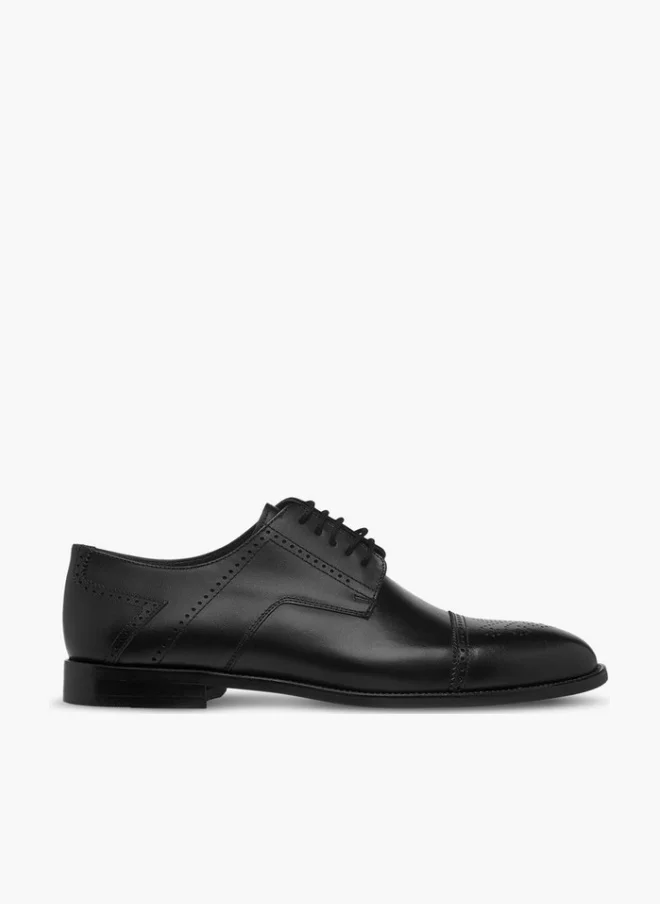 DUCHINI Men's Textured Derby Shoes with Lace-Up Closure