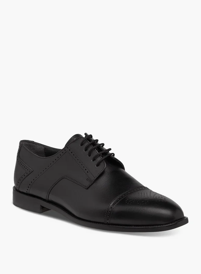 DUCHINI Men's Textured Derby Shoes with Lace-Up Closure