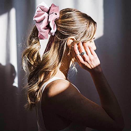 CEELGON 7.5 Inches Big Velvet Scrunchies Large Hair Ties Oversized Silk Thick Scrunchie Jumbo Hair Scrunchies Curly Hair Accessories 6 Assorted Colors(Black,Pink,Blue,Maroon,Green, Khaki) - Image 3