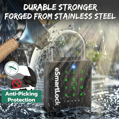 Dhiedas قفل ذكي جديد من ديداس مع مفتاح، قفل تركيبي ثقيل، قفل RFID مع أكواد وصول عبر تطبيق بلوتوث، قفل إلكتروني مقاوم للماء للاستخدام الخارجي للبوابة والسياج والمخزن والمرآب والحديقة - Image 4